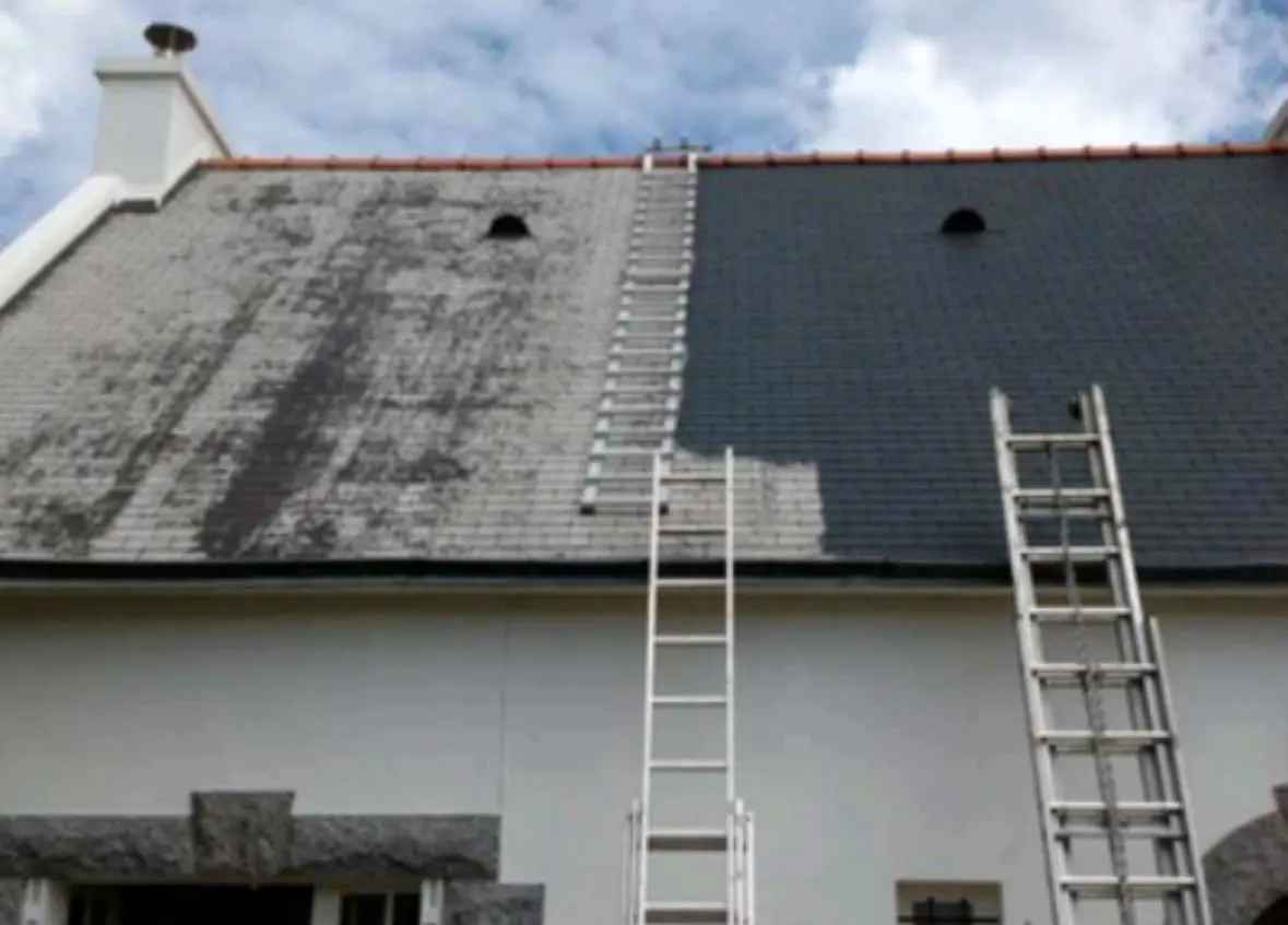 Peinture de toiture avant et après application de la finition